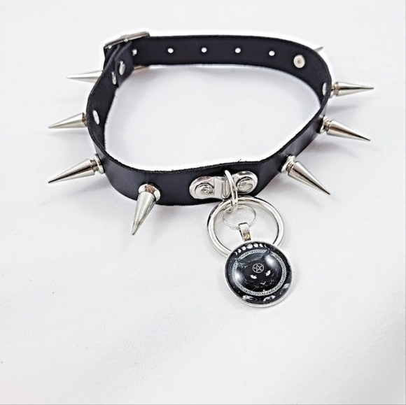 Spiked goth collar cat handmade alternative E girl - Picture 2 of 2
